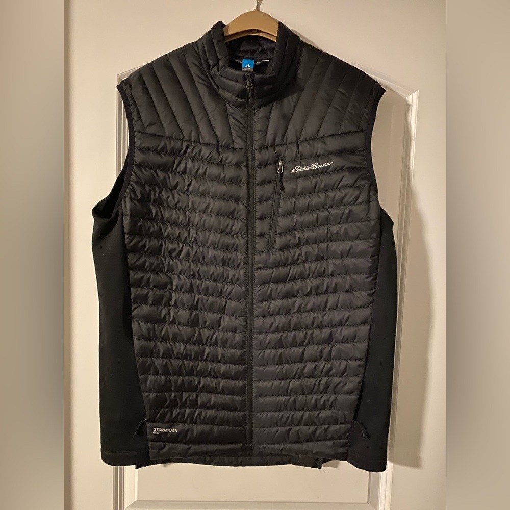 Eddie Bauer First Ascent Stormdown 800 Full Zip Puffer Vest Mens Size TL Black